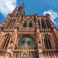 Lovely low angle shot of the west front of the famous Strasbourg © H-AB Photography - stock.adobe.c